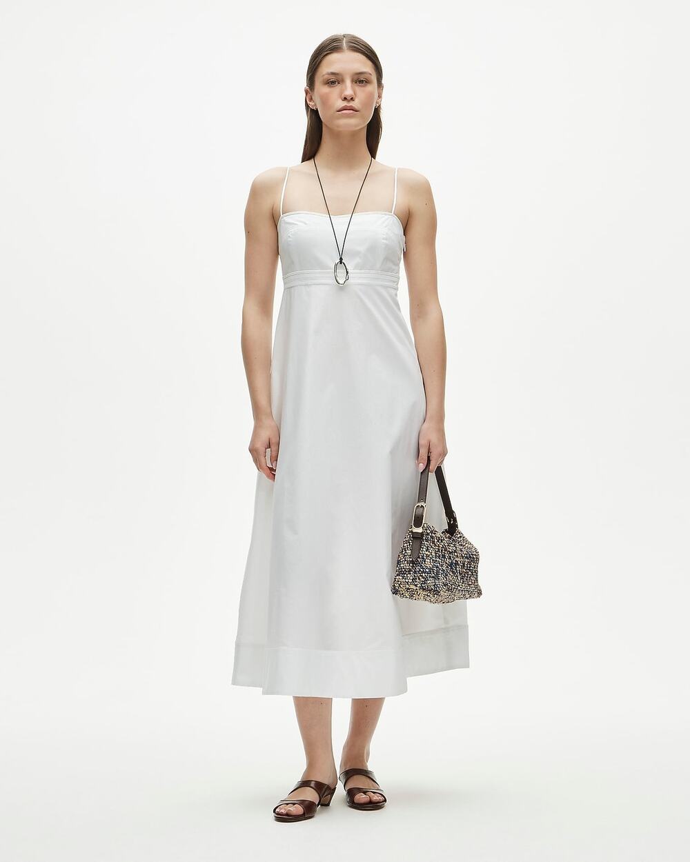 J. Crew Women's Empire-Waist Dress Sleeveless In Cotton Poplin White Size 16 NWT
